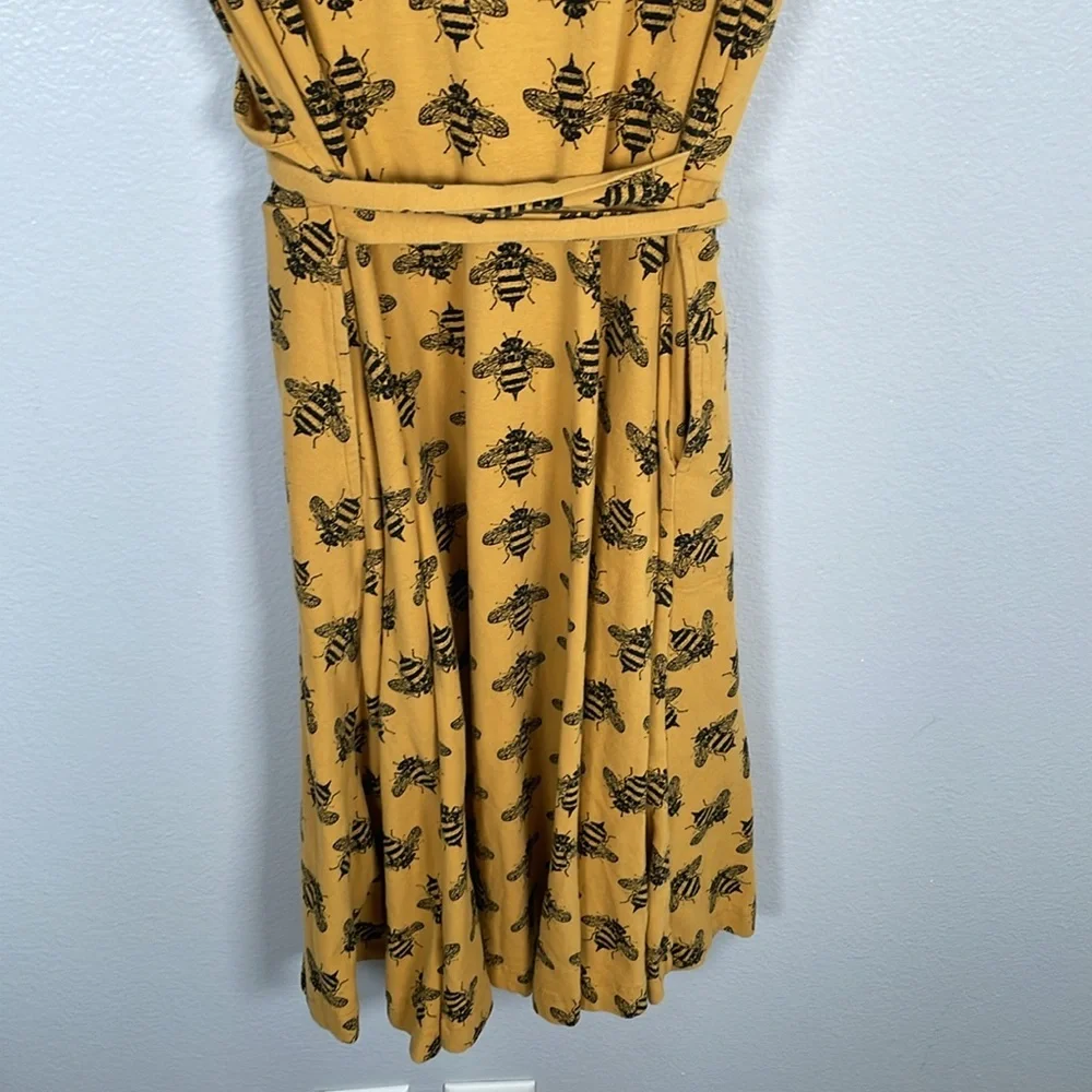 Effie’s Heart Mustard Yellow Bee Novelty Print Wrap top dress with pockets XL - Picture 8 of 11